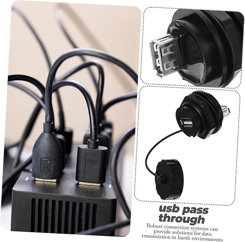USB Panel Mount Connector Dual Female Adapter for Motorcycle Yacht Data Transmission - Image 3